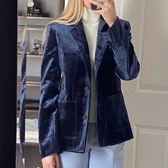 Phillip Lim 3.1 Tailored Blue Velvet Blazer - Picture 6 of 15